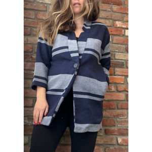 Old Navy Navy Stripe Duster Coat - Size Medium